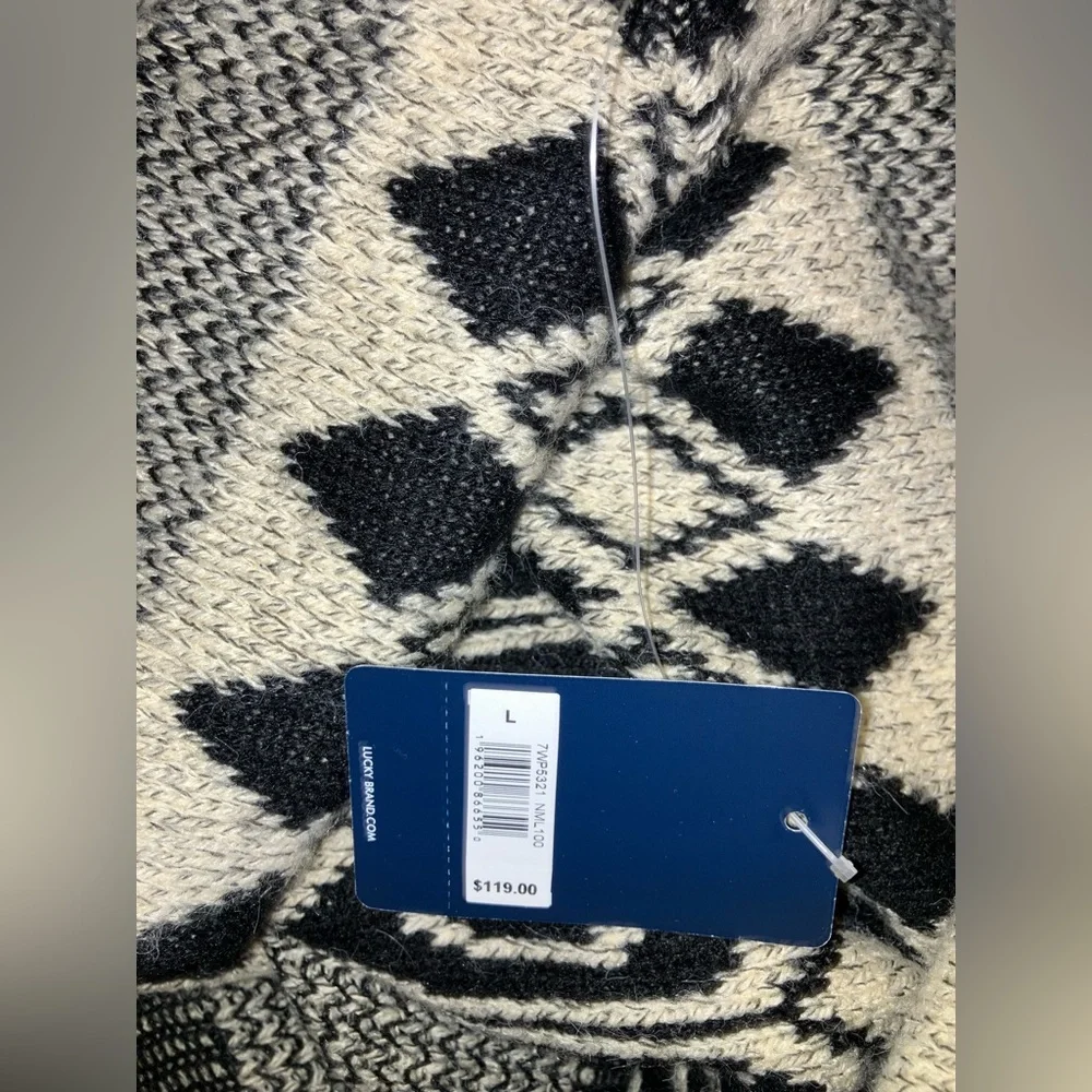 LUCKY BRAND NEW Aztec design waterfall open cardigan sweater sz L western GIFT - Picture 4 of 7